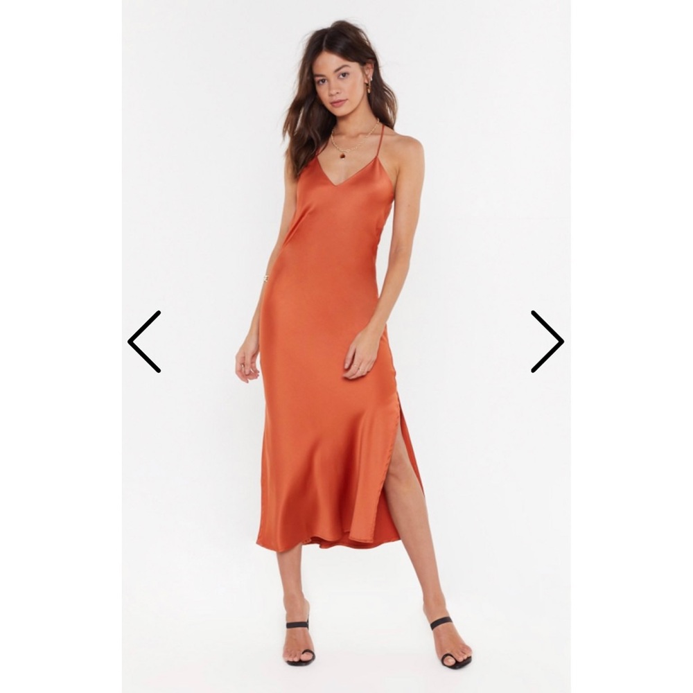 Nastygal Rust Slip Midi Dress
